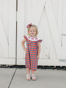 Ellie – Patriotic Smocked Gingham Baby & Toddler Dress