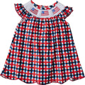 Ellie – Patriotic Smocked Gingham Baby & Toddler Dress