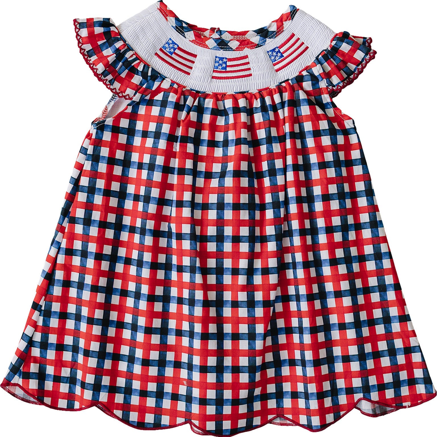 Ellie – Patriotic Smocked Gingham Baby & Toddler Dress