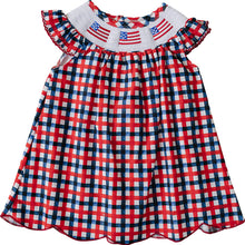Ellie – Patriotic Smocked Gingham Baby & Toddler Dress