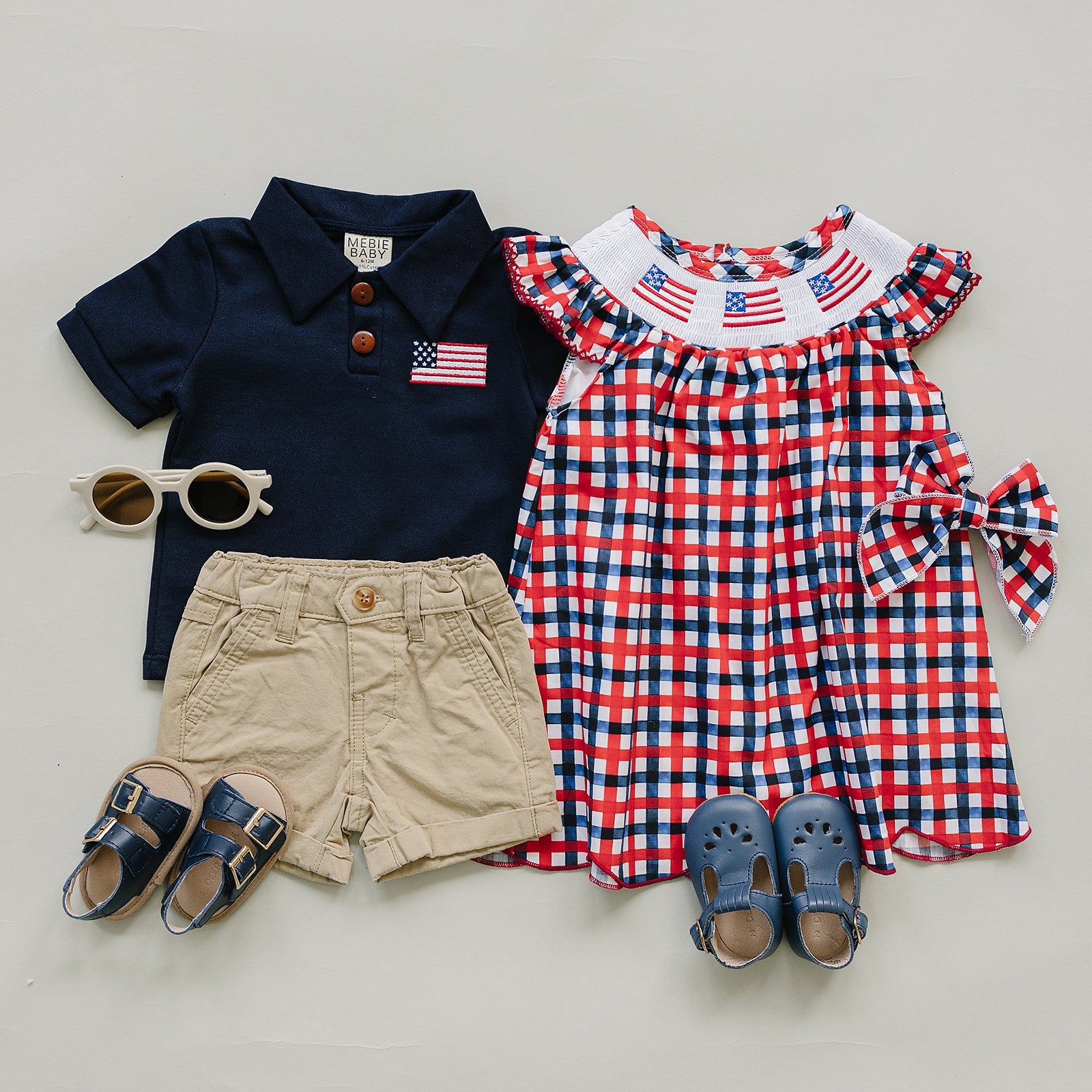 Ellie – Patriotic Smocked Gingham Baby & Toddler Dress