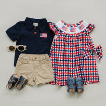 Ellie – Patriotic Smocked Gingham Baby & Toddler Dress