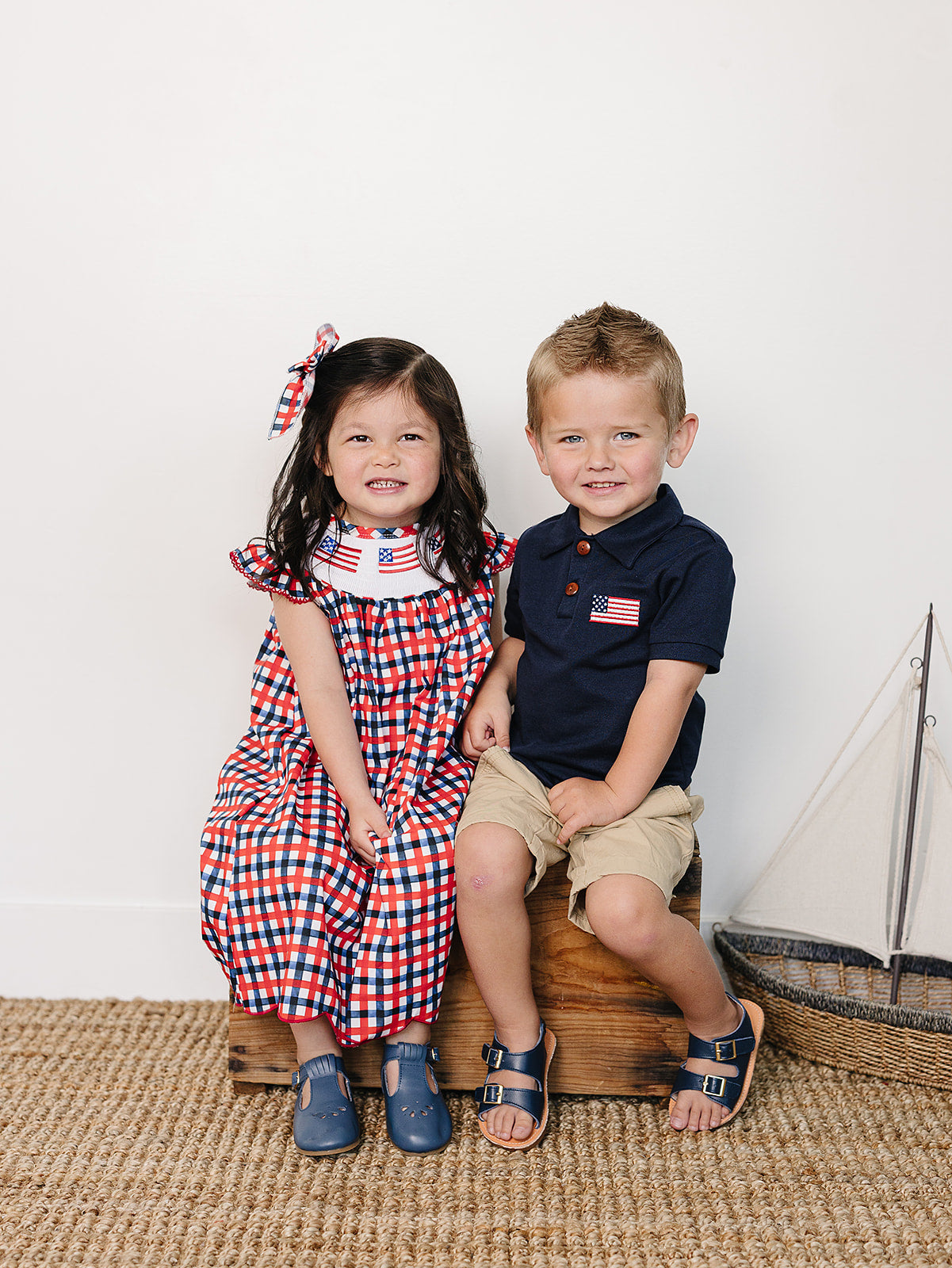 Ellie – Patriotic Smocked Gingham Baby & Toddler Dress