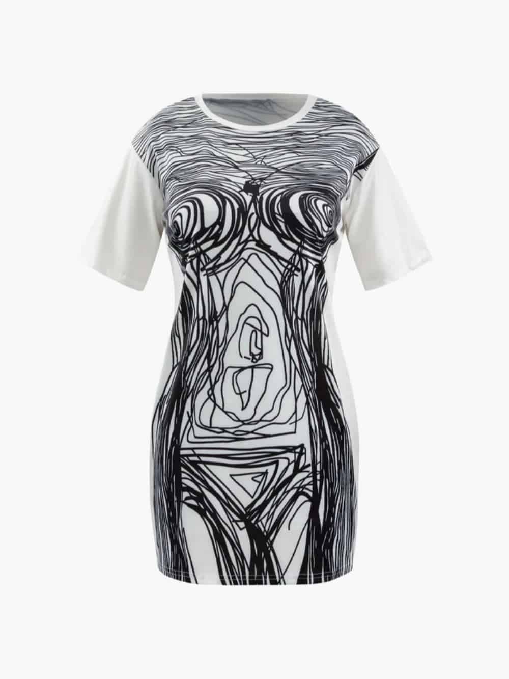 Abstract Print Mini Dress