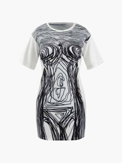 Abstract Print Mini Dress