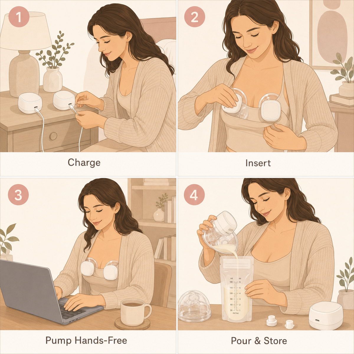 Mona Lightweight Wearable Silicone Electric Breast Pump