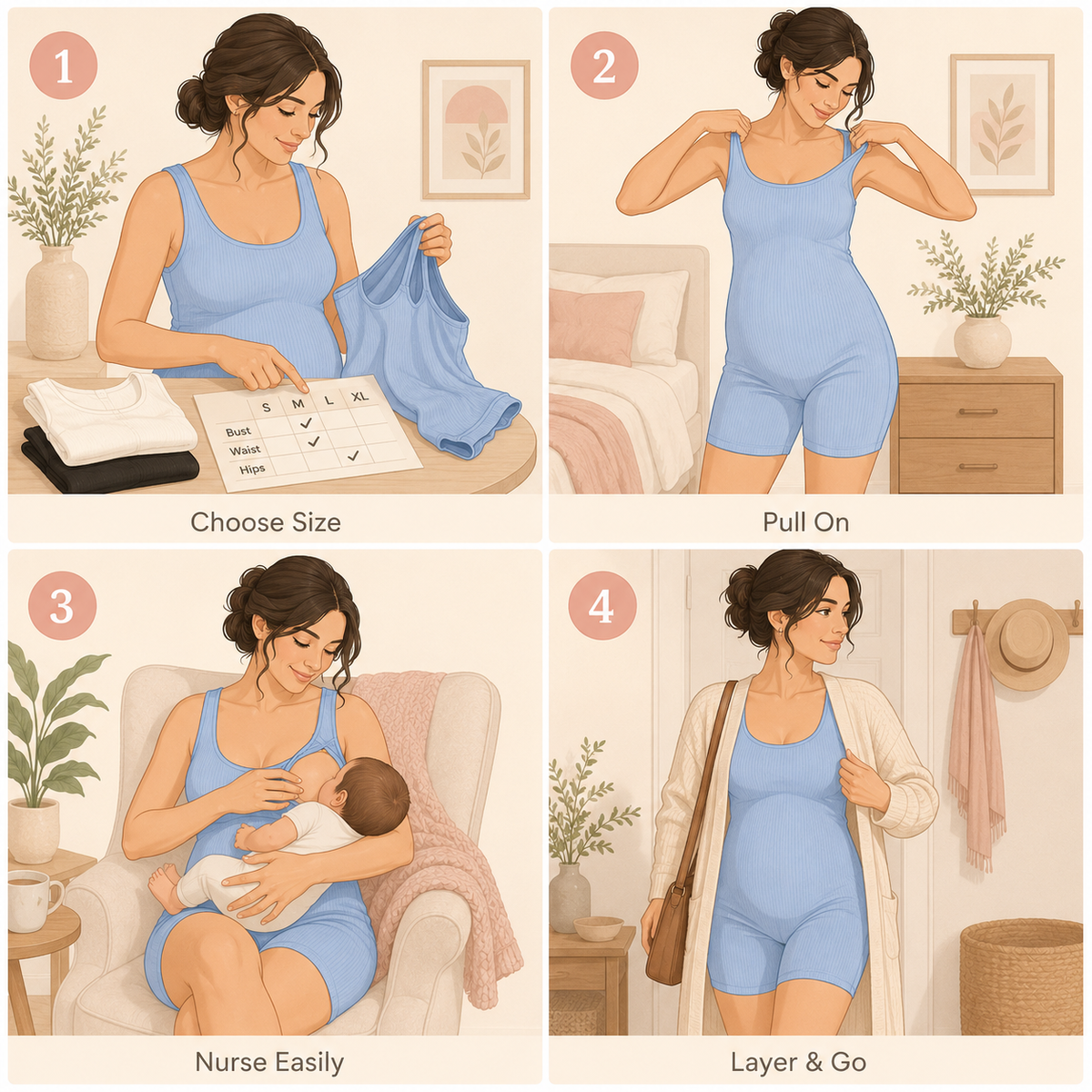 Sofia One-Piece Nursing Postpartum Romper