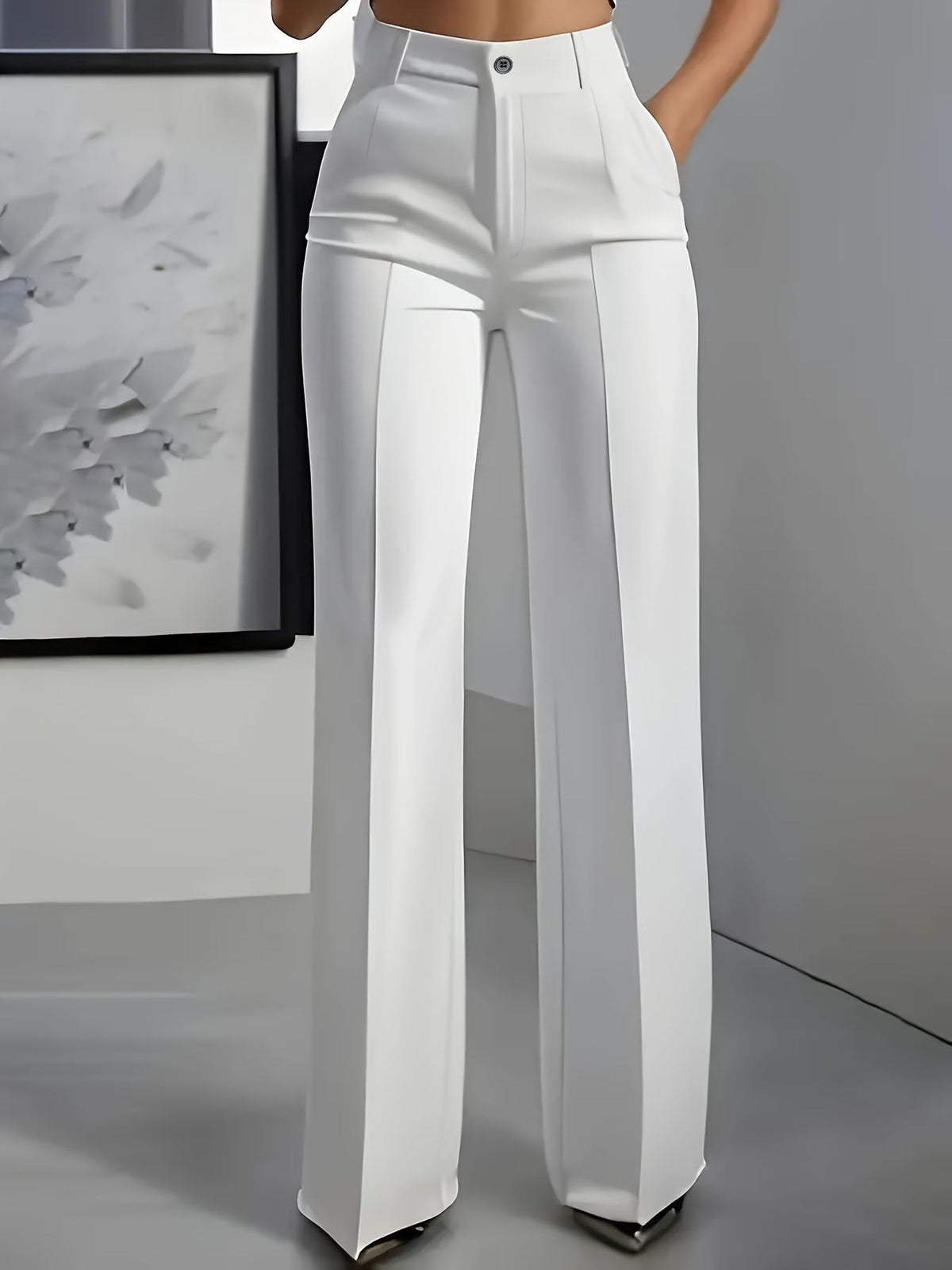 Straight-Leg High-Waisted Trousers