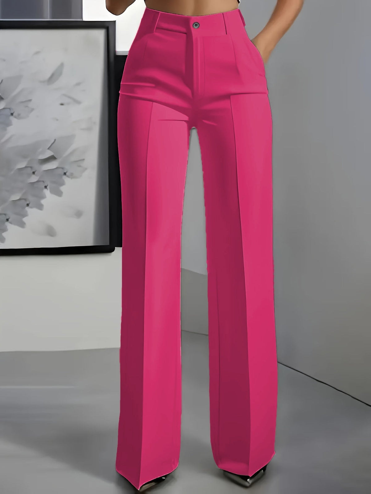 Straight-Leg High-Waisted Trousers