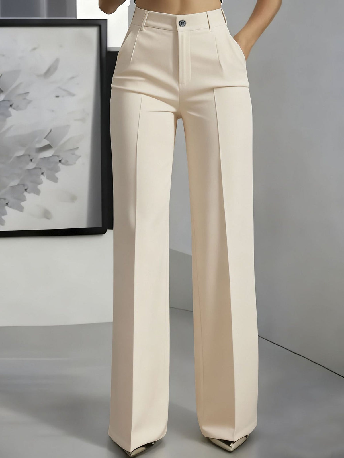 Straight-Leg High-Waisted Trousers