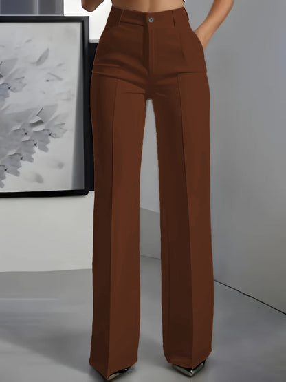 Straight-Leg High-Waisted Trousers