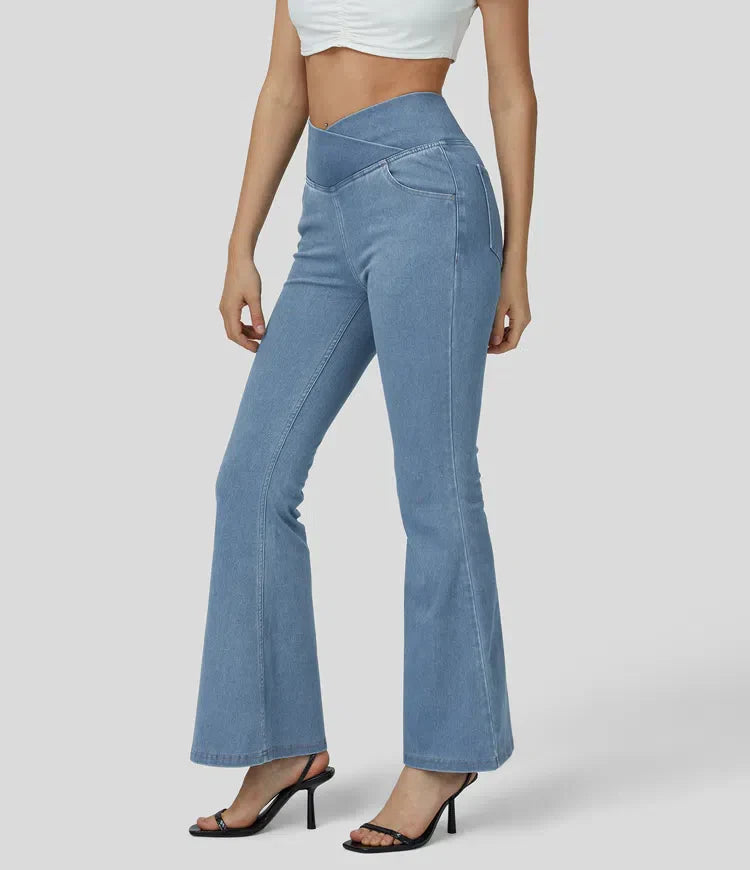 Flared High-Waisted Trousers