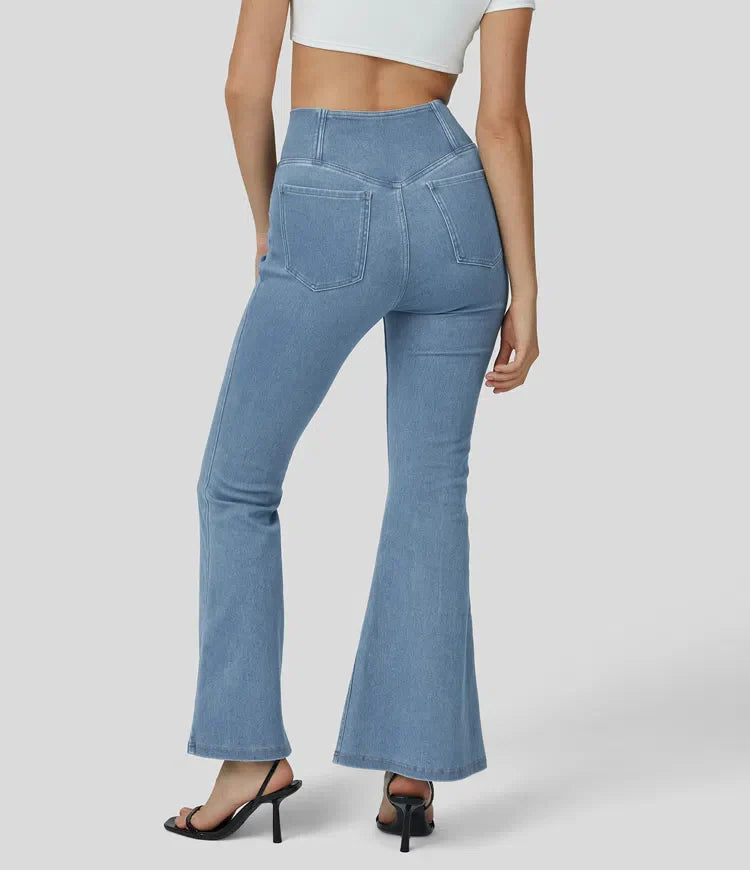 Flared High-Waisted Trousers