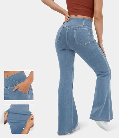 Flared High-Waisted Trousers
