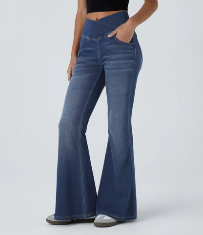 Flared High-Waisted Trousers