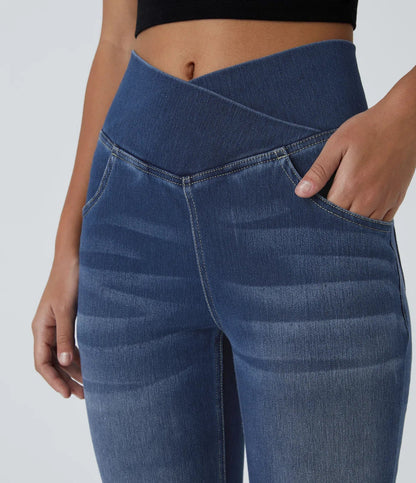 Flared High-Waisted Trousers