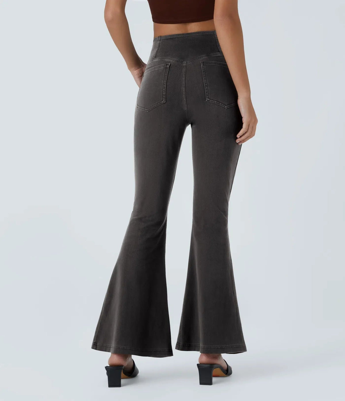 Flared High-Waisted Trousers