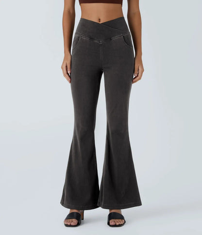 Flared High-Waisted Trousers