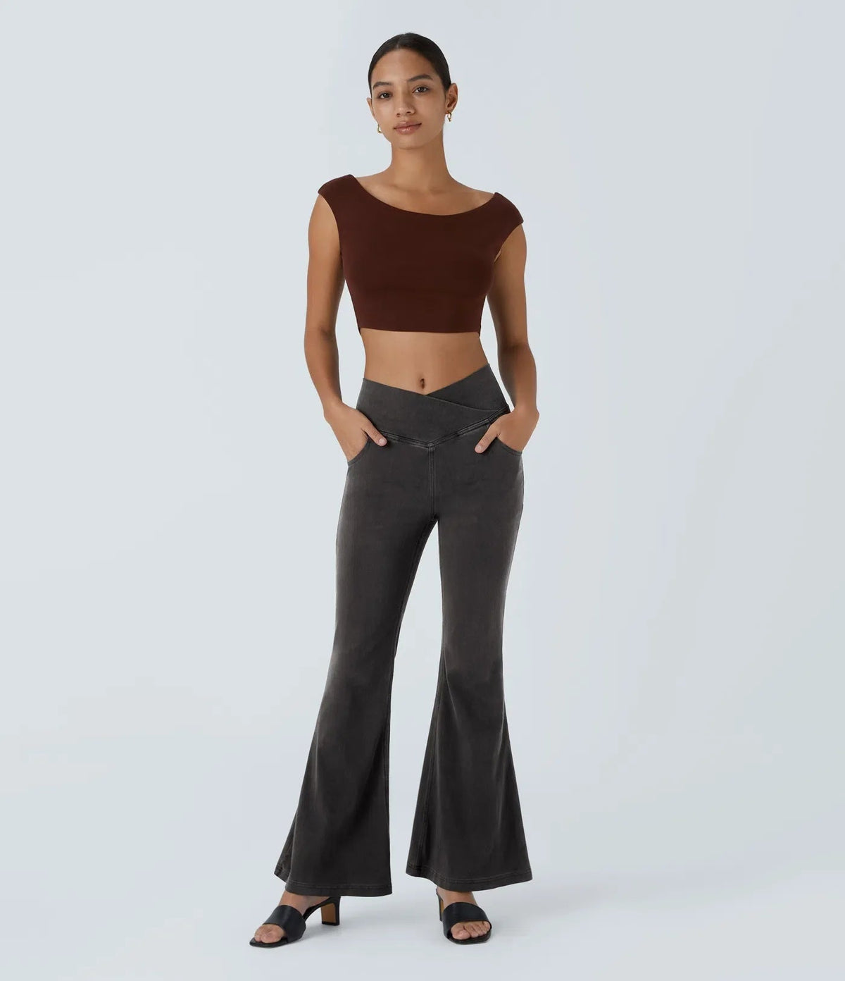 Flared High-Waisted Trousers