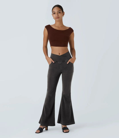 Flared High-Waisted Trousers