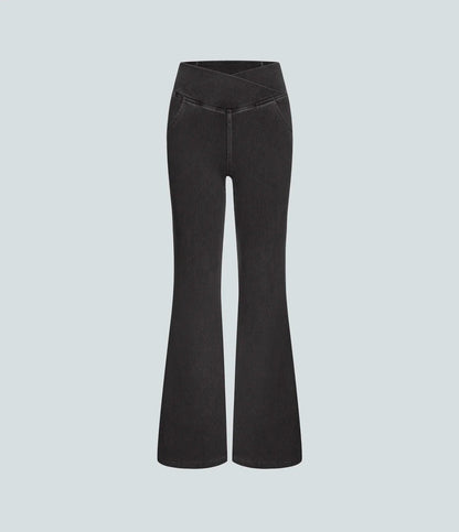 Flared High-Waisted Trousers