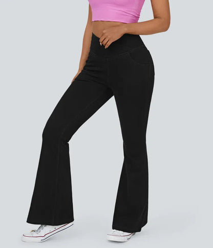 Flared High-Waisted Trousers