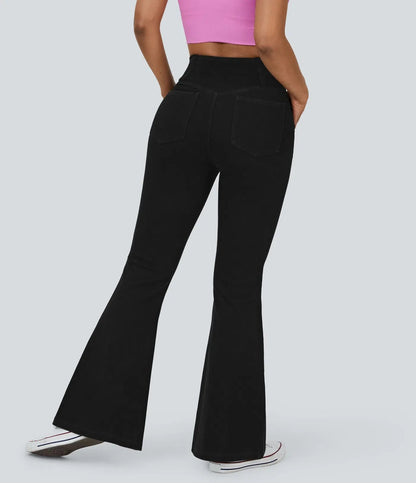Flared High-Waisted Trousers
