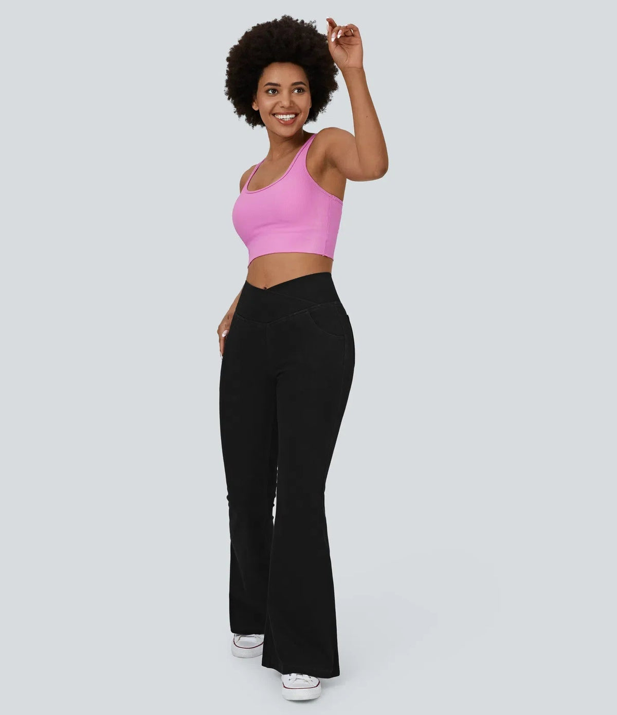 Flared High-Waisted Trousers
