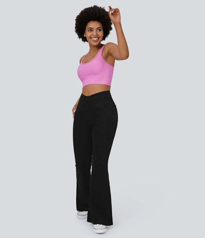 Flared High-Waisted Trousers