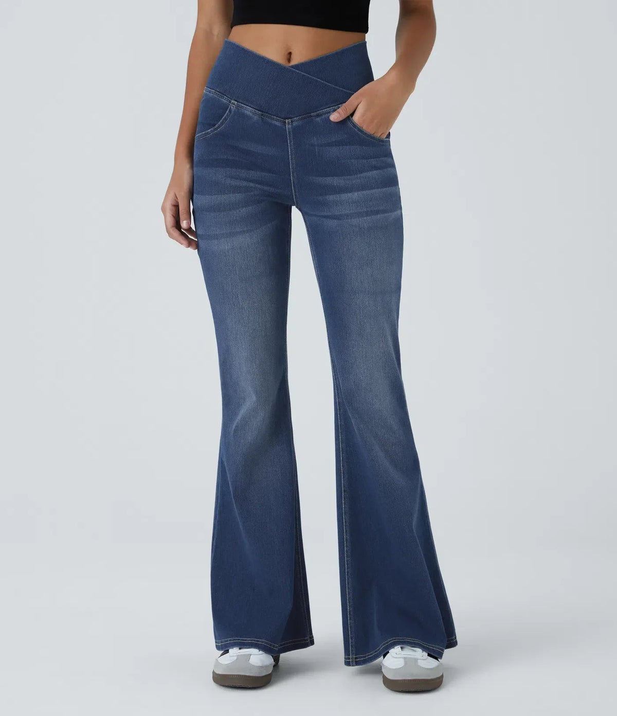 Flared High-Waisted Trousers