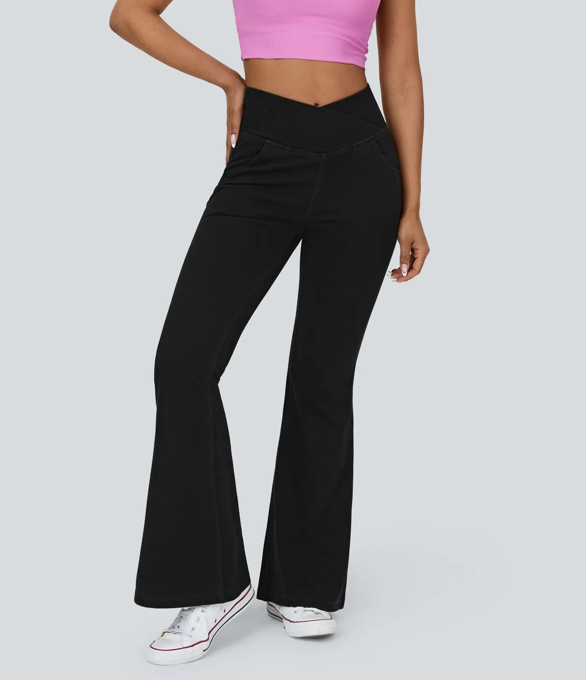 Flared High-Waisted Trousers