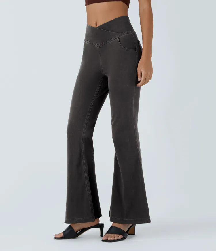 Flared High-Waisted Trousers