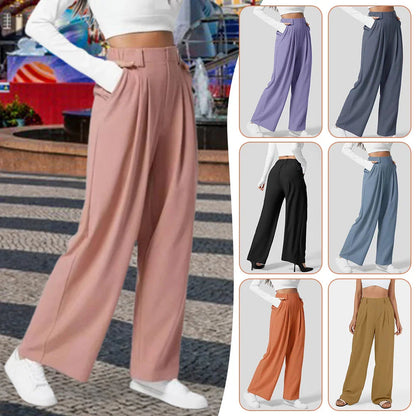 Wide-Leg Pleated Trousers