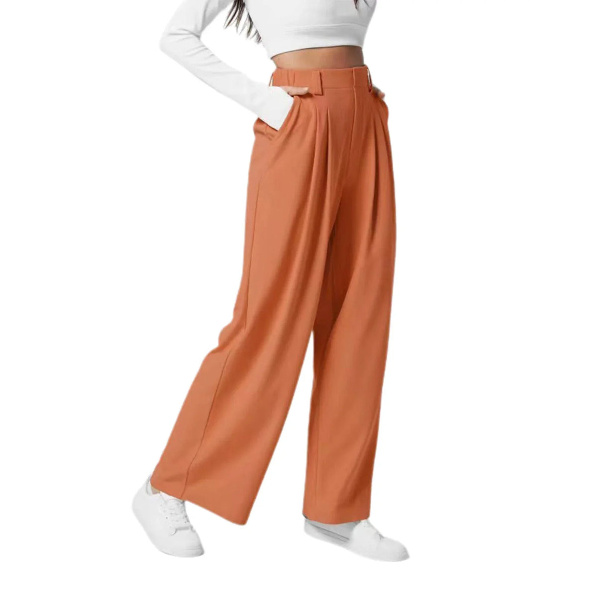 Wide-Leg Pleated Trousers