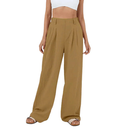Wide-Leg Pleated Trousers