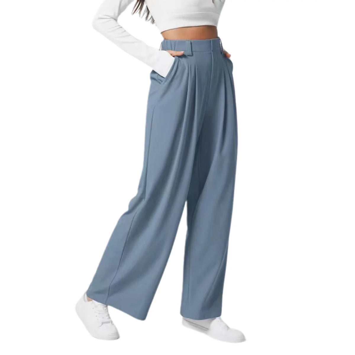 Wide-Leg Pleated Trousers