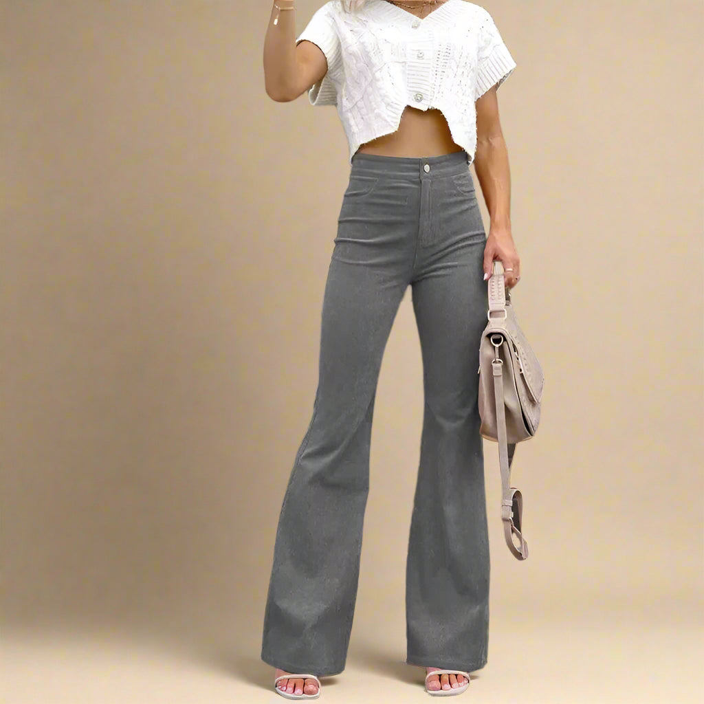 Ribbed Flared Trousers