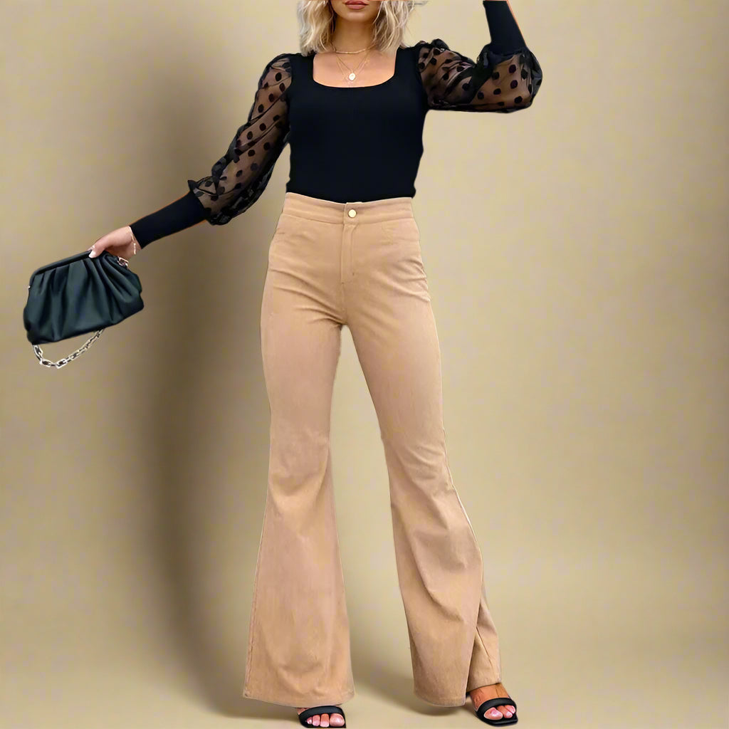 Ribbed Flared Trousers