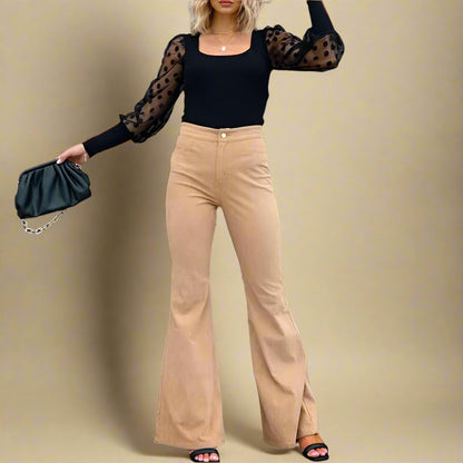 Ribbed Flared Trousers