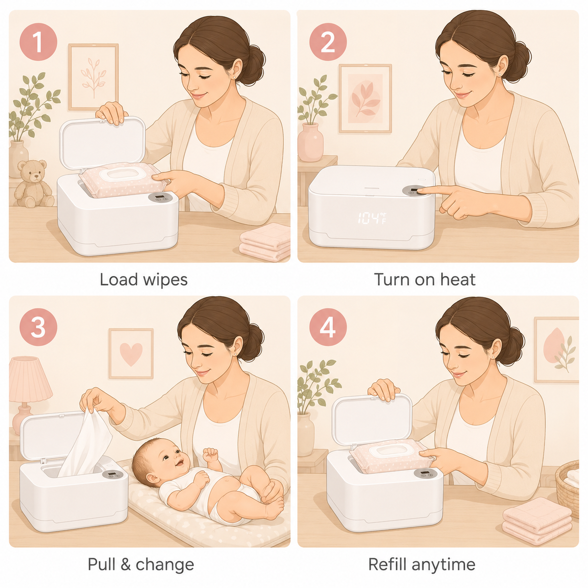 Olivia USB Baby Wipe Warmer with LED Display