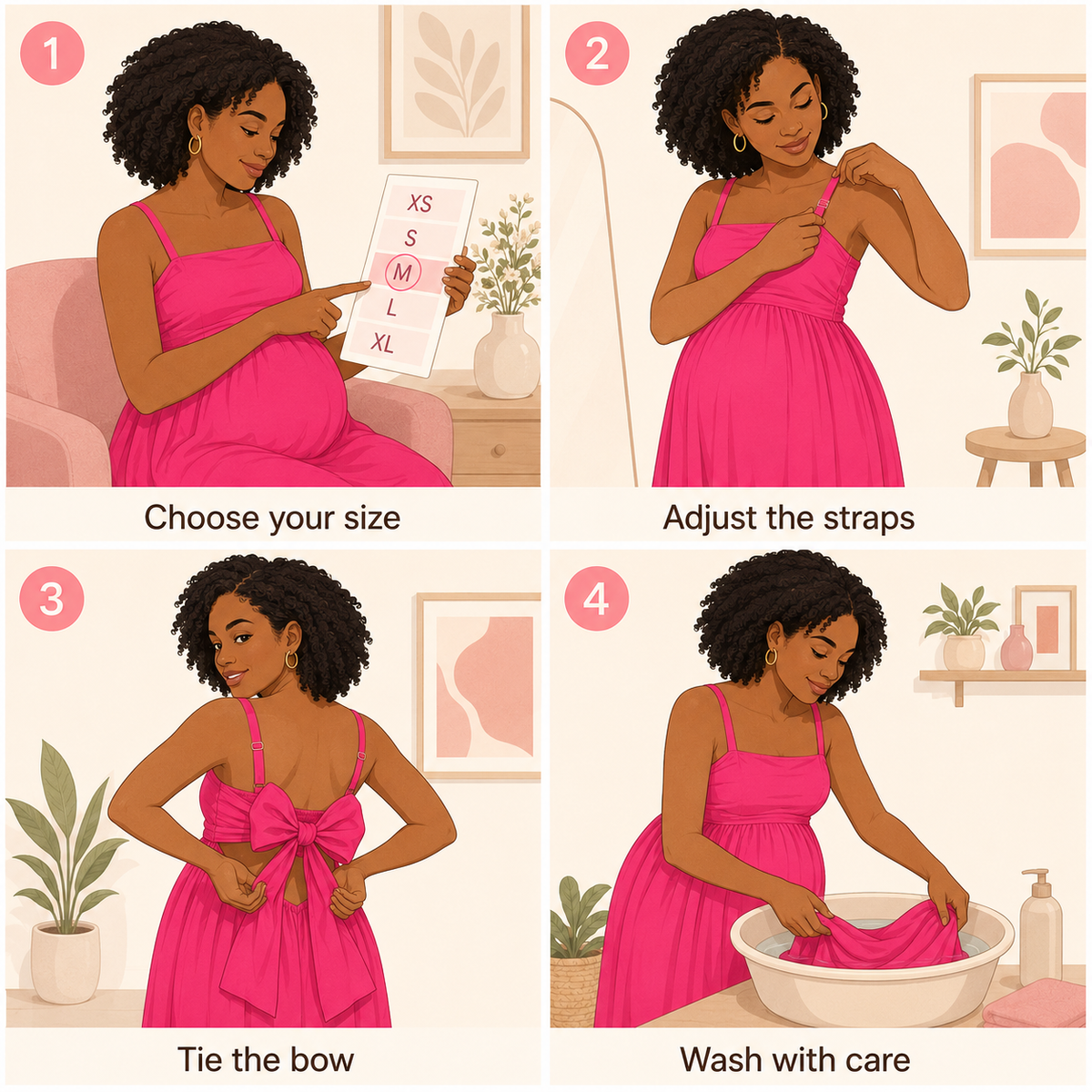 Ava Tie-Back Maternity Midi Dress