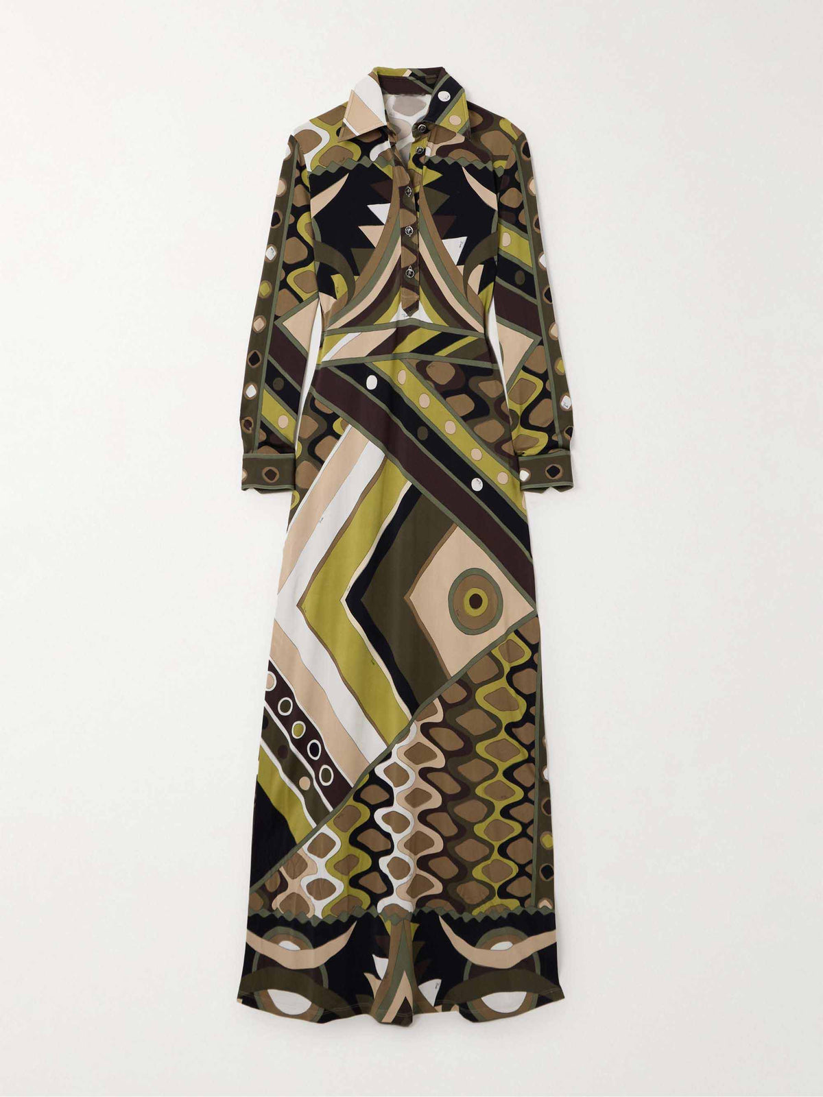 Abstract Long-Sleeve Maxi Dress
