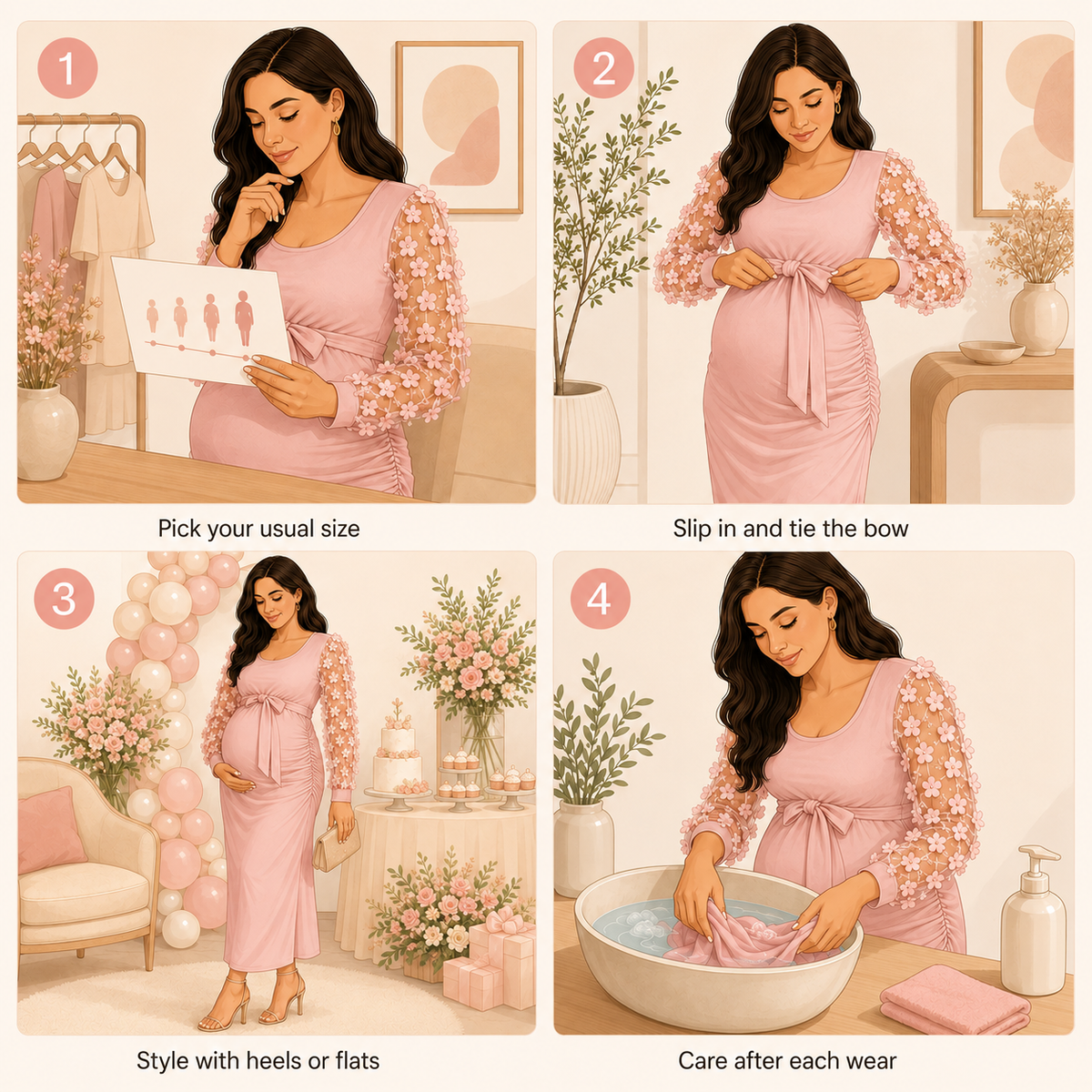 Isabella Floral Mesh Maternity Dress