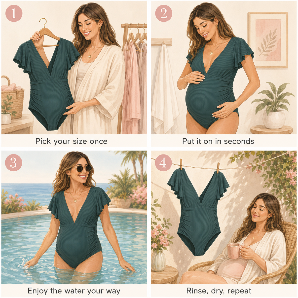 Lola V-Neck Flounce Maternity Swimsuit