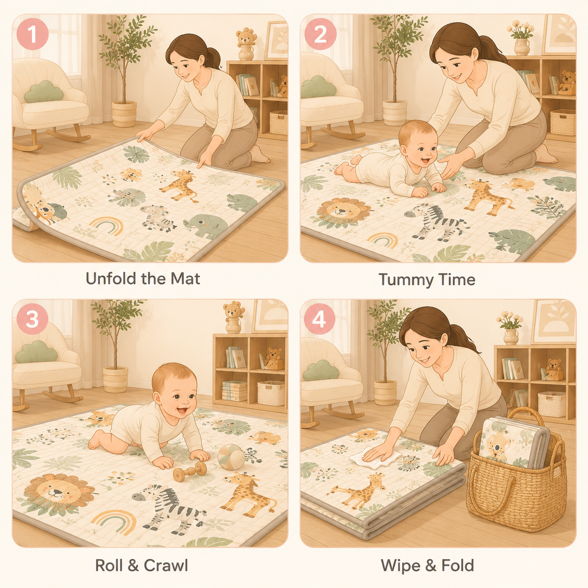 Luna Portable Foldable Baby Playmat Set