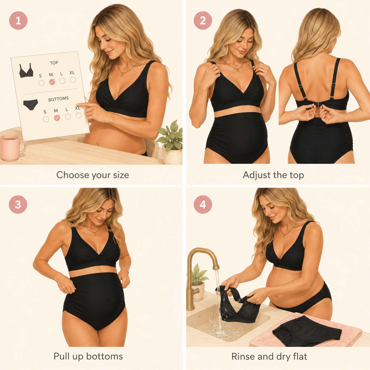 Kora High-Waist Maternity Bikini Set Swimsuit