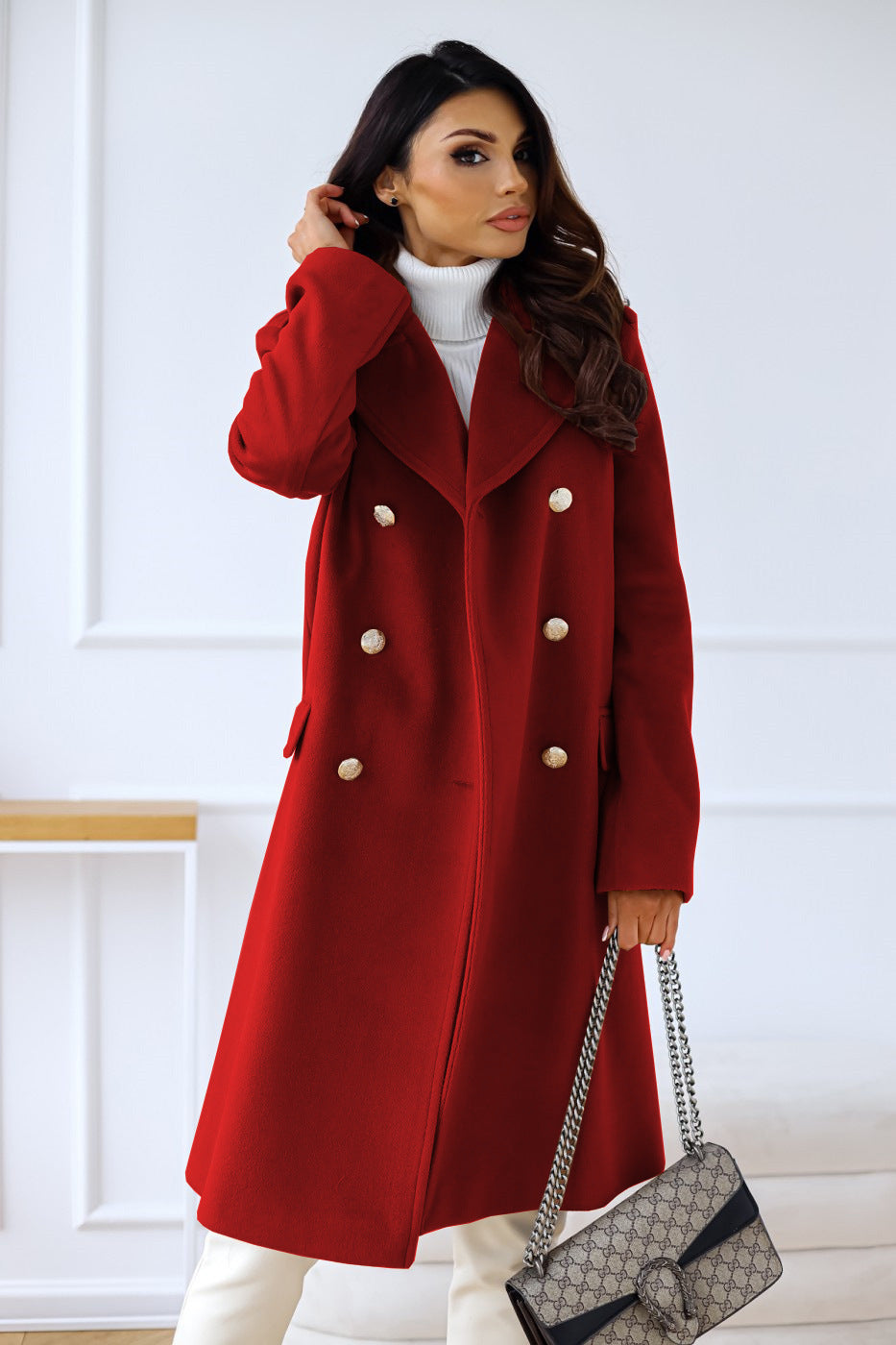 Double-Breasted Lapel Coat
