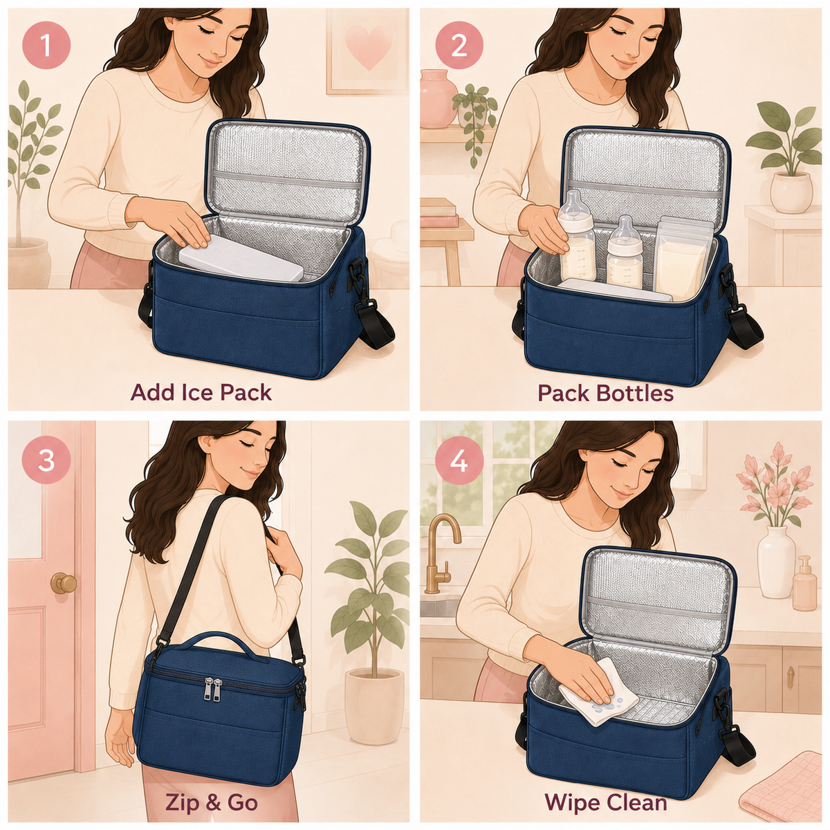 Emma Insulated Baby Bottle Cooler Bag