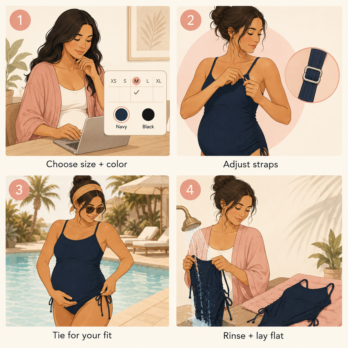 Mela Ribbed Maternity One-Piece Swimsuit
