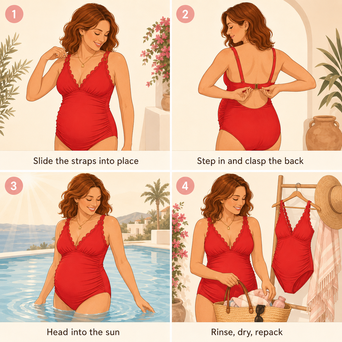 Mona Ribbed Maternity One-Piece Swimsuit